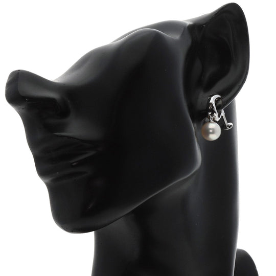 TASAKI Earring K18WG Silver Pearl Women Used Authentic