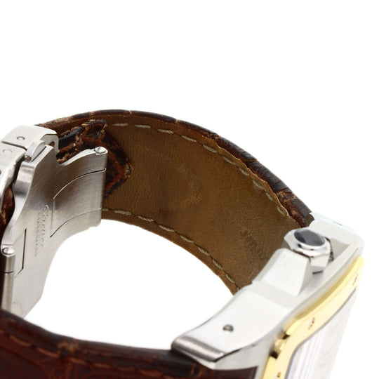 CARTIER Watches Mechanical Automatic W20077X7 Stainless Steel, Leather, K18YG gold Santos 100 LM 100th anniversary model Silver dial mens Used Authentic