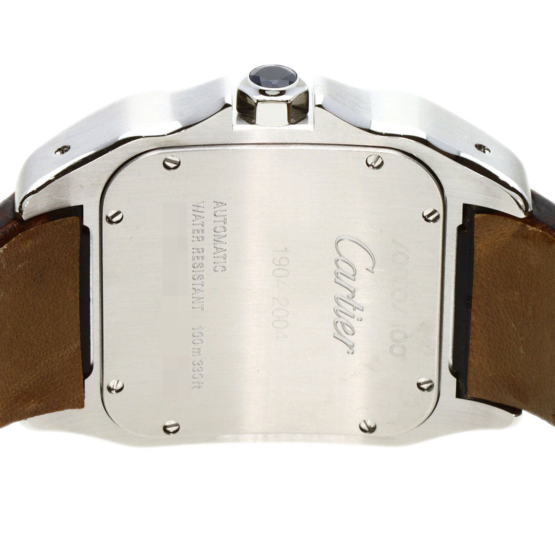CARTIER Watches Mechanical Automatic W20077X7 Stainless Steel, Leather, K18YG gold Santos 100 LM 100th anniversary model Silver dial mens Used Authentic