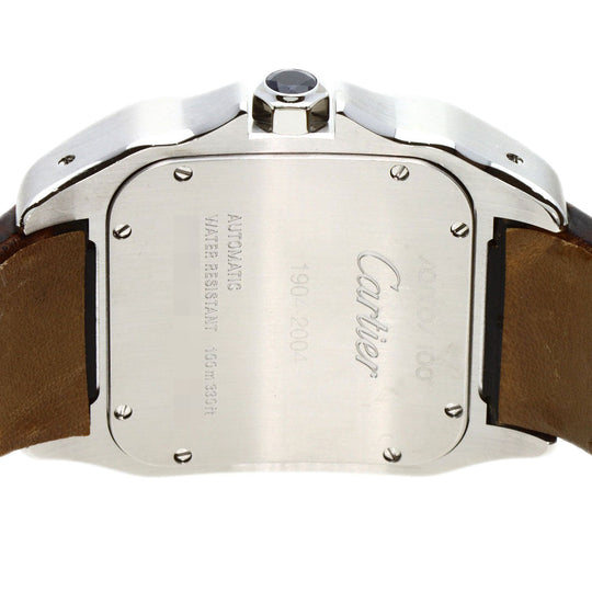 CARTIER Watches Mechanical Automatic W20077X7 Stainless Steel, Leather, K18YG gold Santos 100 LM 100th anniversary model Silver dial mens Used Authentic