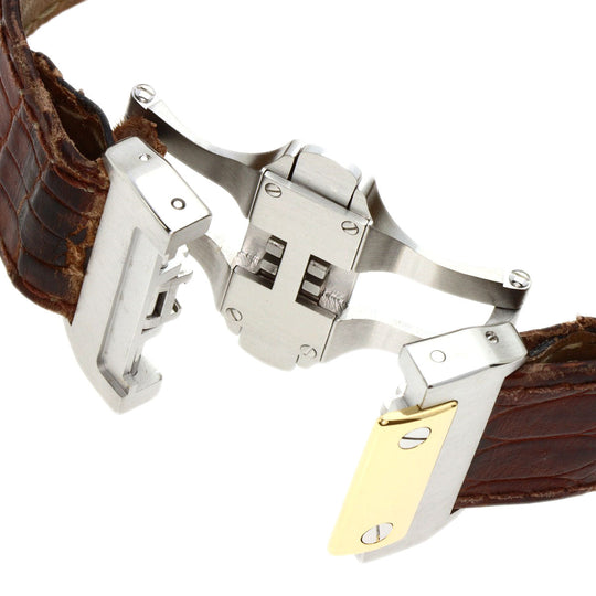 CARTIER Watches Mechanical Automatic W20077X7 Stainless Steel, Leather, K18YG gold Santos 100 LM 100th anniversary model Silver dial mens Used Authentic