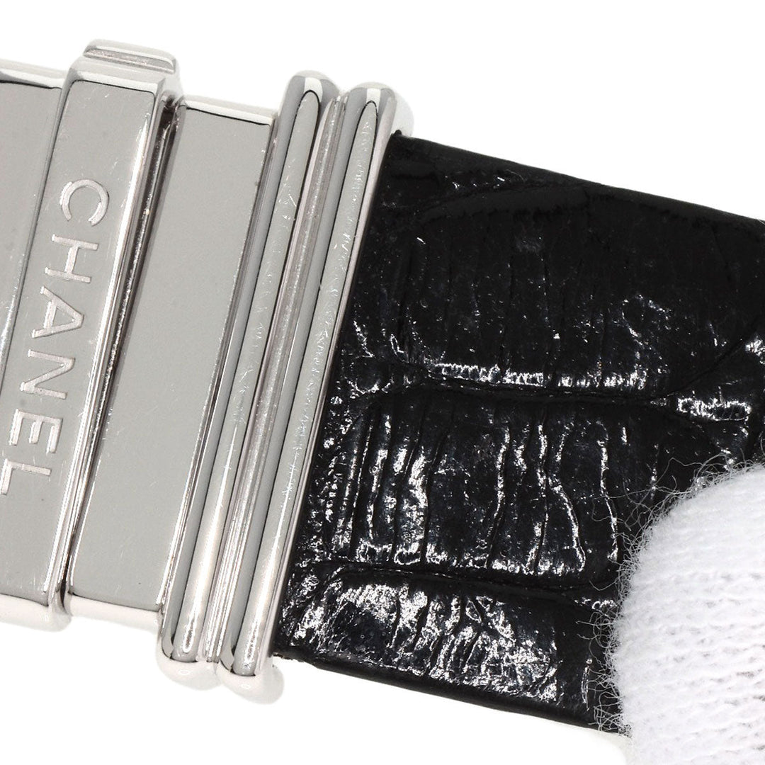 CHANEL Watches Quartz H0106 K18WG , Leather , Diamond Silver Mademoiselle Diamond Bezel Black x white shell dial Women Used Authentic