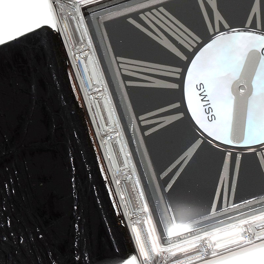 CHANEL Watches Quartz H0106 K18WG , Leather , Diamond Silver Mademoiselle Diamond Bezel Black x white shell dial Women Used Authentic