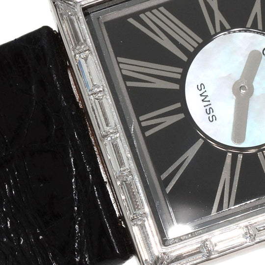 CHANEL Watches Quartz H0106 K18WG , Leather , Diamond Silver Mademoiselle Diamond Bezel Black x white shell dial Women Used Authentic