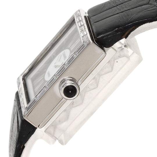 CHANEL Watches Quartz H0106 K18WG , Leather , Diamond Silver Mademoiselle Diamond Bezel Black x white shell dial Women Used Authentic