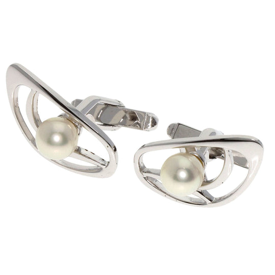 MIKIMOTO cuffs SV Silver Pearl mens Used Authentic