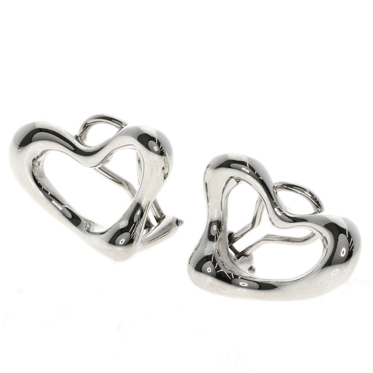 TIFFANY&Co. Earring SV Silver Open heart Women Used Authentic