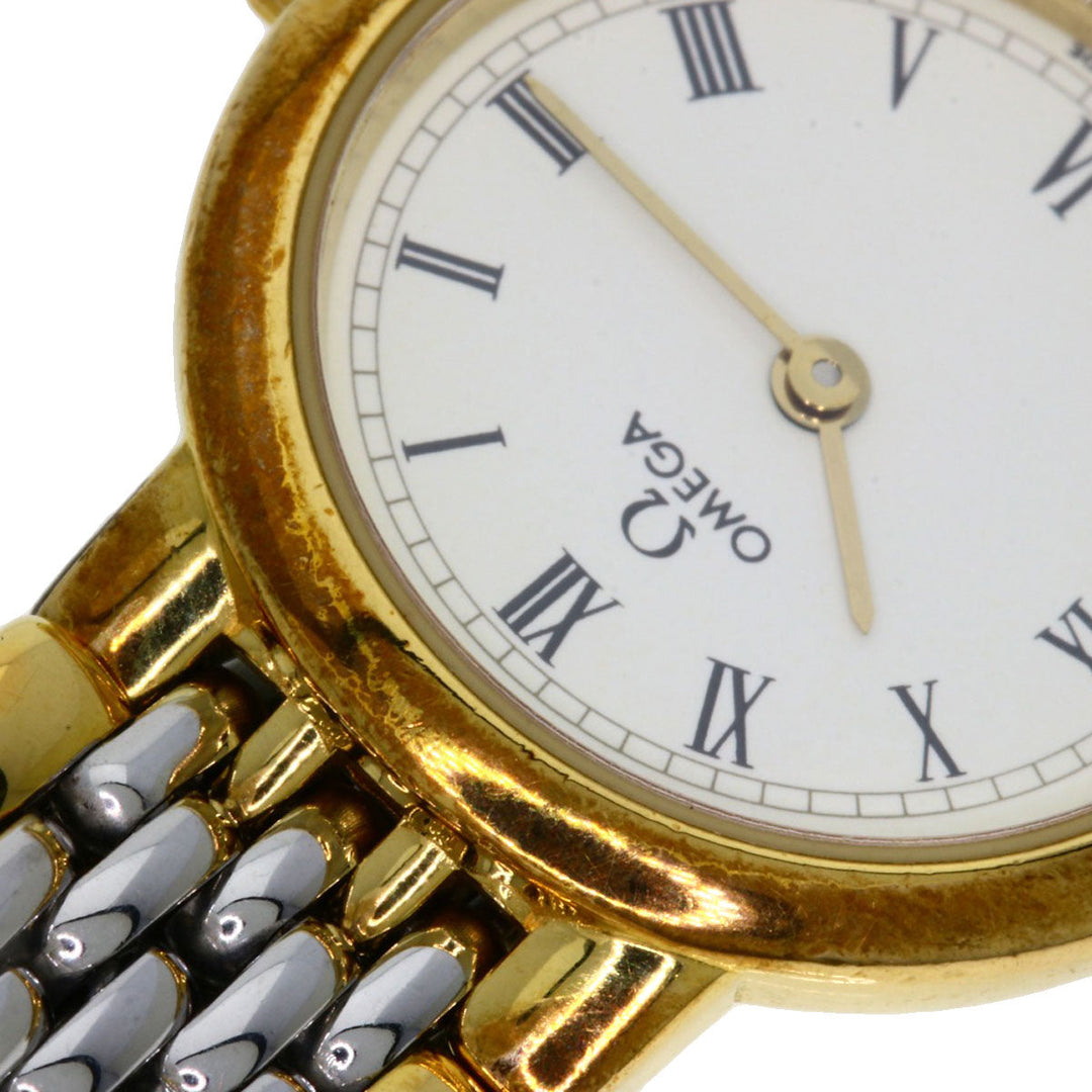 OMEGA Watches Quartz Stainless Steel , SSxGP gold De Ville Ivory dial Women Used Authentic