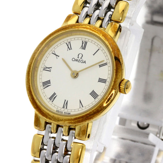 OMEGA Watches Quartz Stainless Steel , SSxGP gold De Ville Ivory dial Women Used Authentic