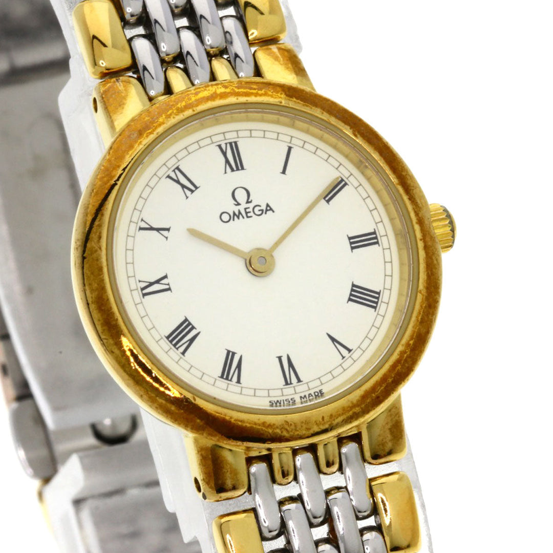 OMEGA Watches Quartz Stainless Steel , SSxGP gold De Ville Ivory dial Women Used Authentic