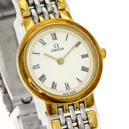 OMEGA Watches Quartz Stainless Steel , SSxGP gold De Ville Ivory dial Women Used Authentic