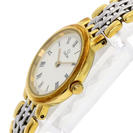 OMEGA Watches Quartz Stainless Steel , SSxGP gold De Ville Ivory dial Women Used Authentic