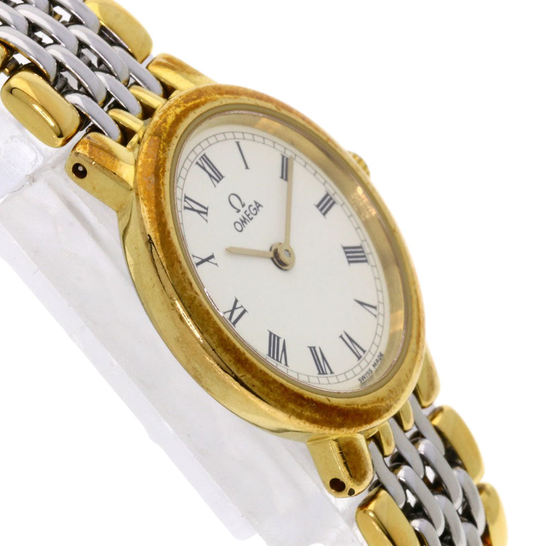 OMEGA Watches Quartz Stainless Steel , SSxGP gold De Ville Ivory dial Women Used Authentic