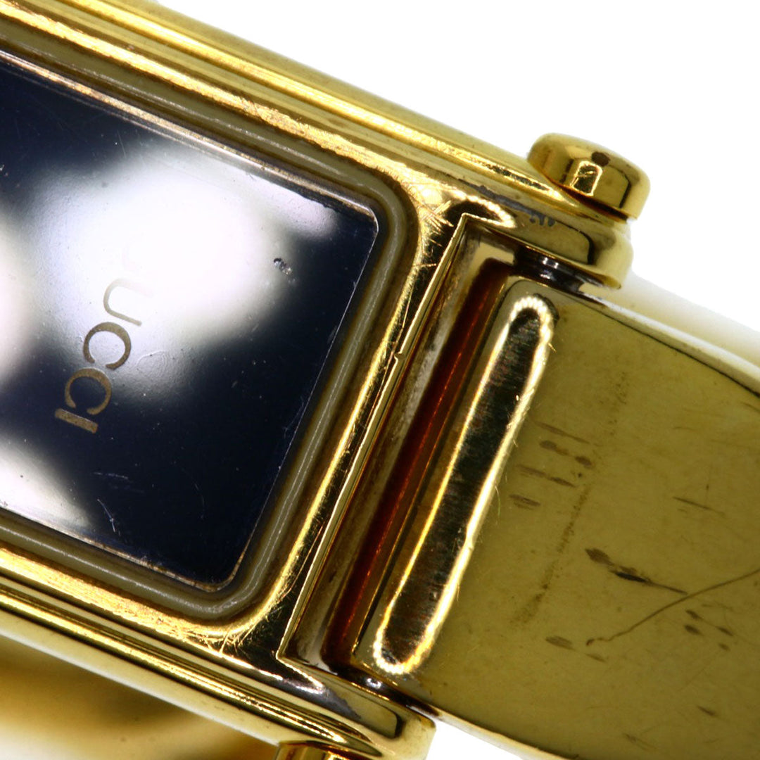 GUCCI Watches Quartz 1500L Gold Plated , Gold Plated gold Square face black dial Women Used Authentic