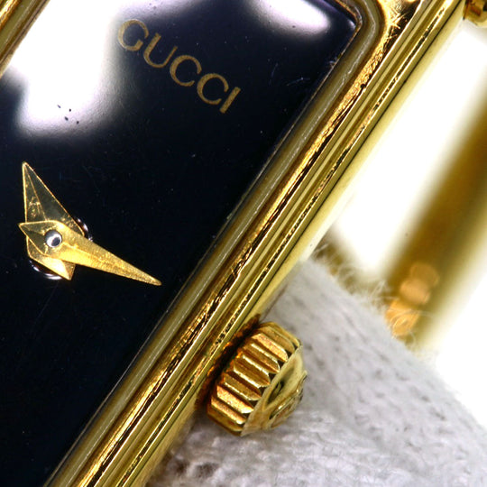 GUCCI Watches Quartz 1500L Gold Plated , Gold Plated gold Square face black dial Women Used Authentic