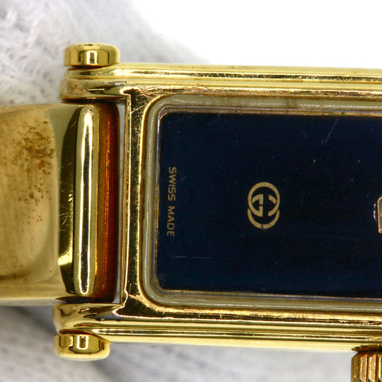 GUCCI Watches Quartz 1500L Gold Plated , Gold Plated gold Square face black dial Women Used Authentic