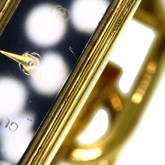 GUCCI Watches Quartz 1500L Gold Plated , Gold Plated gold Square face black dial Women Used Authentic