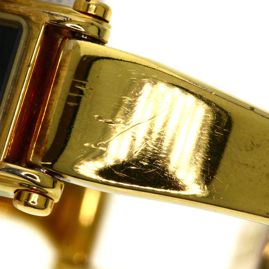 GUCCI Watches Quartz 1500L Gold Plated , Gold Plated gold Square face black dial Women Used Authentic