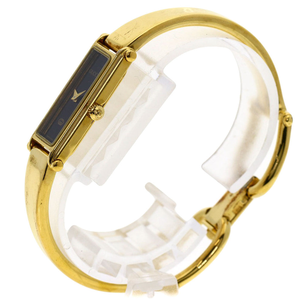 GUCCI Watches Quartz 1500L Gold Plated , Gold Plated gold Square face black dial Women Used Authentic