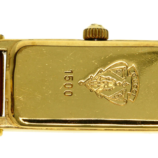 GUCCI Watches Quartz 1500L Gold Plated , Gold Plated gold Square face black dial Women Used Authentic
