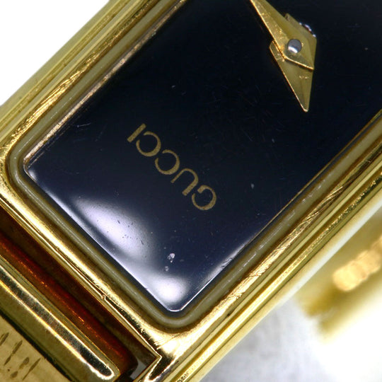 GUCCI Watches Quartz 1500L Gold Plated , Gold Plated gold Square face black dial Women Used Authentic