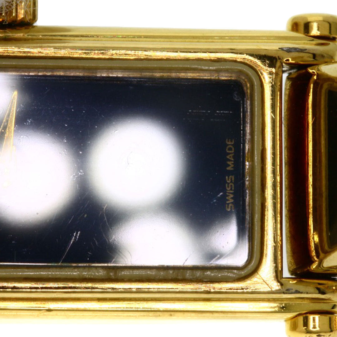 GUCCI Watches Quartz 1500L Gold Plated , Gold Plated gold Square face black dial Women Used Authentic