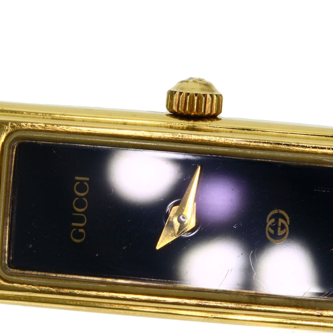 GUCCI Watches Quartz 1500L Gold Plated , Gold Plated gold Square face black dial Women Used Authentic