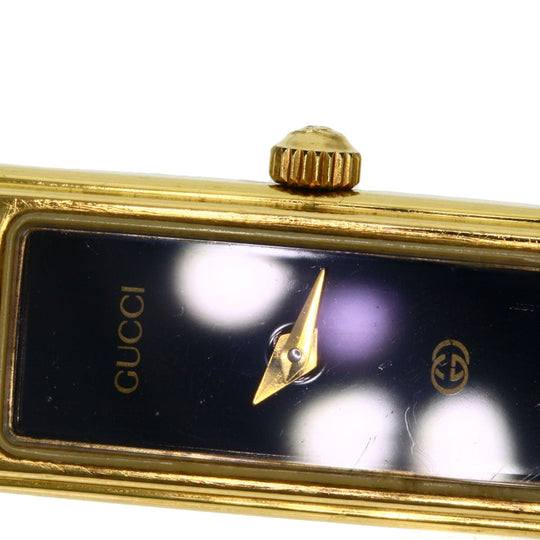 GUCCI Watches Quartz 1500L Gold Plated , Gold Plated gold Square face black dial Women Used Authentic