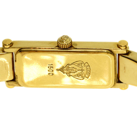 GUCCI Watches Quartz 1500L Gold Plated , Gold Plated gold Square face black dial Women Used Authentic
