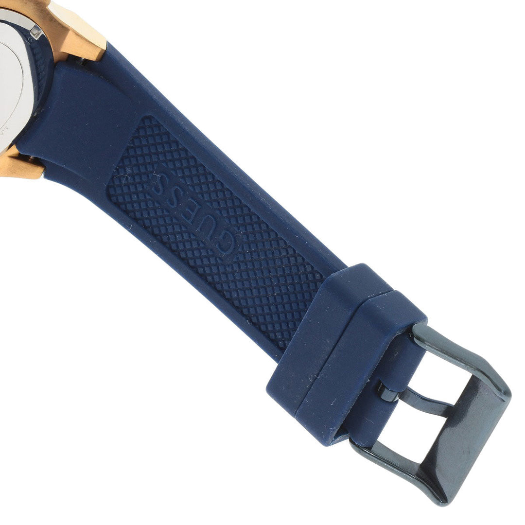 Guess Watches Quartz U0247G3 Gold Plated, Rubber gold Chronograph Navy dial mens Used Authentic