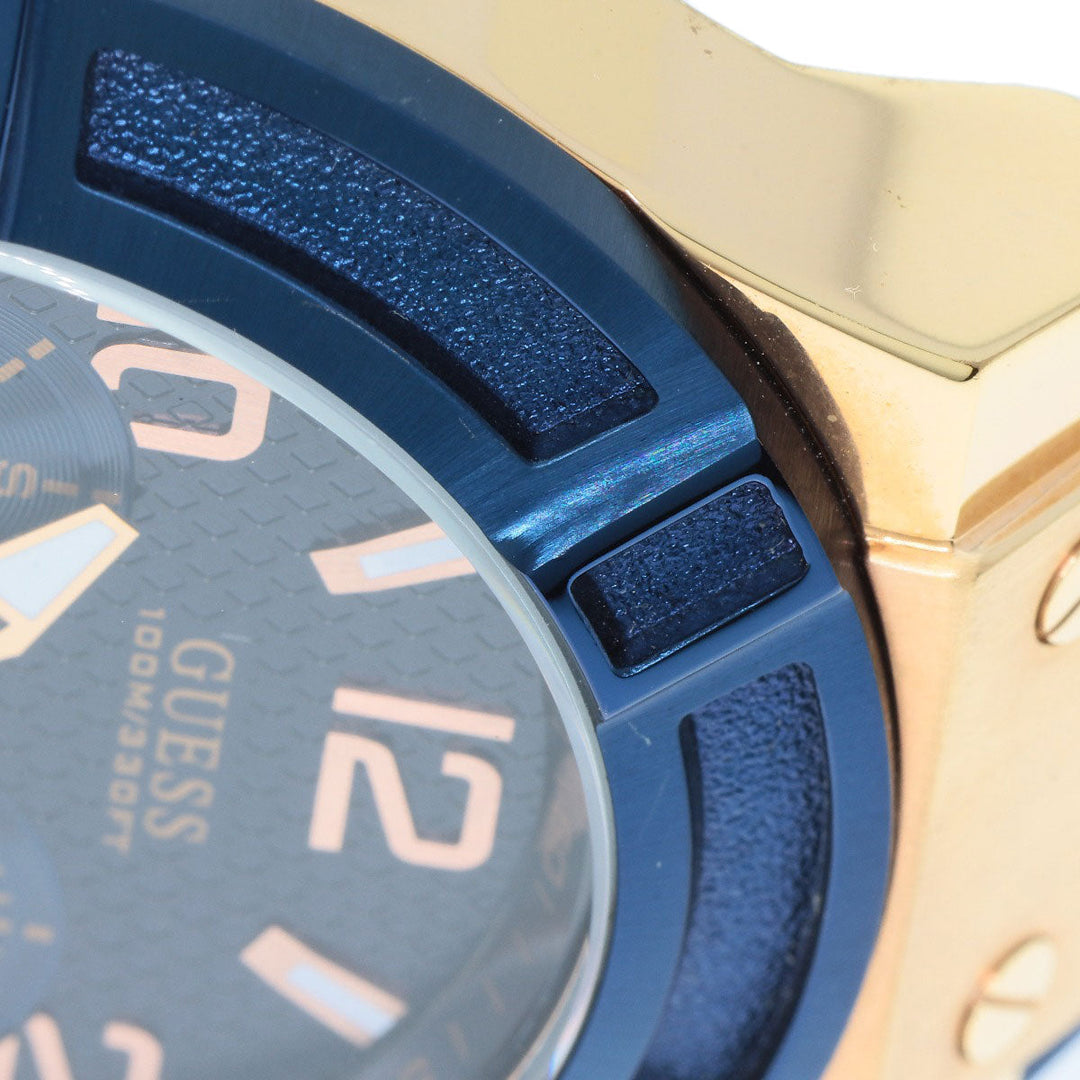 Guess Watches Quartz U0247G3 Gold Plated, Rubber gold Chronograph Navy dial mens Used Authentic