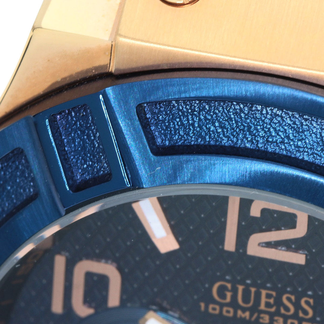 Guess Watches Quartz U0247G3 Gold Plated, Rubber gold Chronograph Navy dial mens Used Authentic