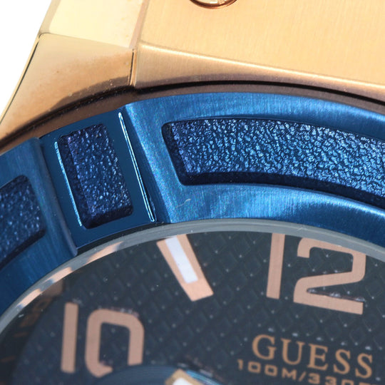 Guess Watches Quartz U0247G3 Gold Plated, Rubber gold Chronograph Navy dial mens Used Authentic