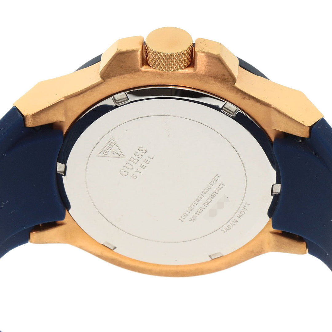 Guess Watches Quartz U0247G3 Gold Plated, Rubber gold Chronograph Navy dial mens Used Authentic