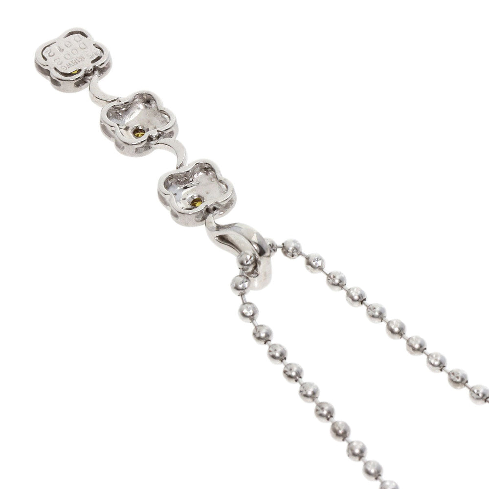 CARATI Necklace K18WG Silver Flower motif diamond Women Used Authentic