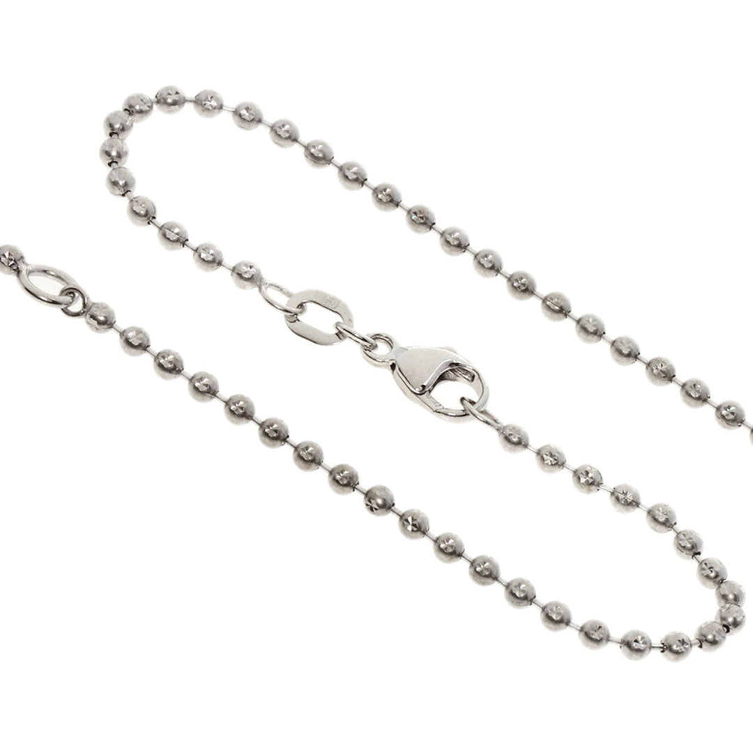 CARATI Necklace K18WG Silver Flower motif diamond Women Used Authentic