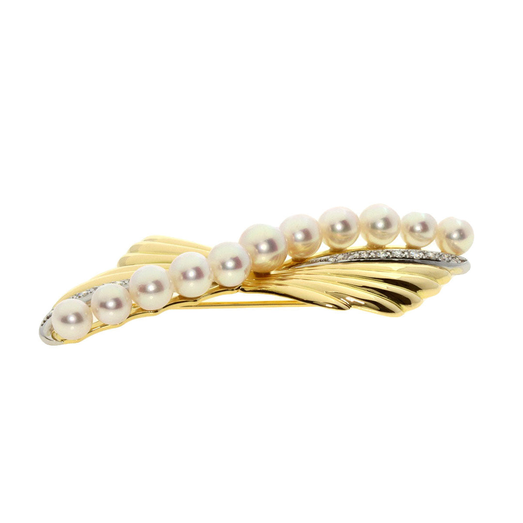 TASAKI Brooch K18YG , PT900 gold Pearl pearl diamond Women Used Authentic
