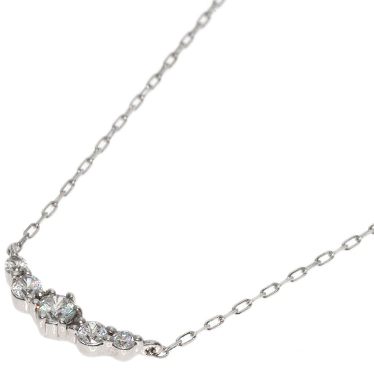 4℃ Necklace K10WG Silver Cubic zirconia Women Used Authentic