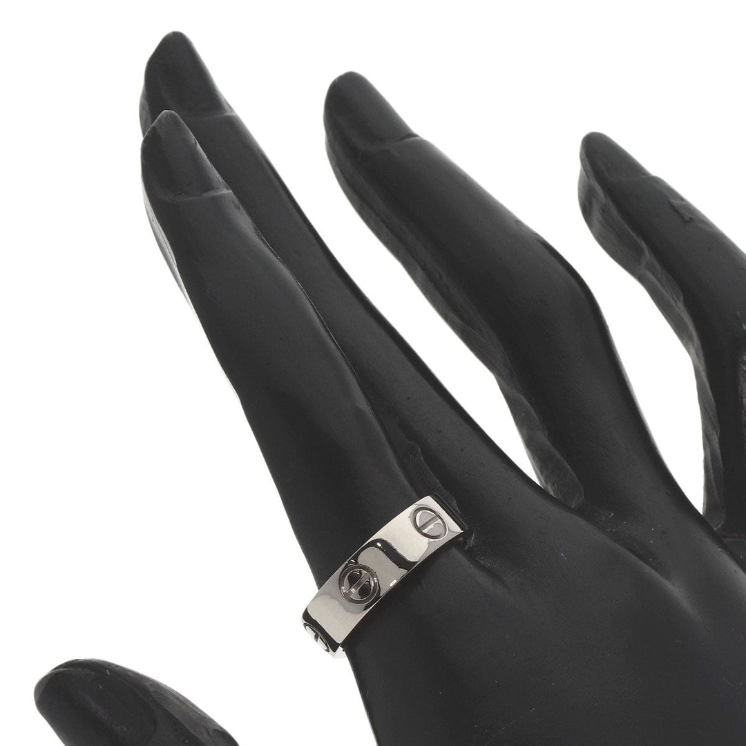 CARTIER Ring K18WG Silver Love Ring #55 Women Used Authentic