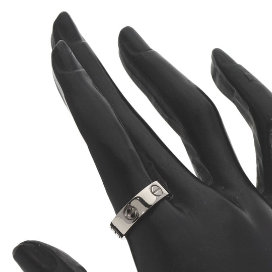 CARTIER Ring K18WG Silver Love Ring #55 Women Used Authentic