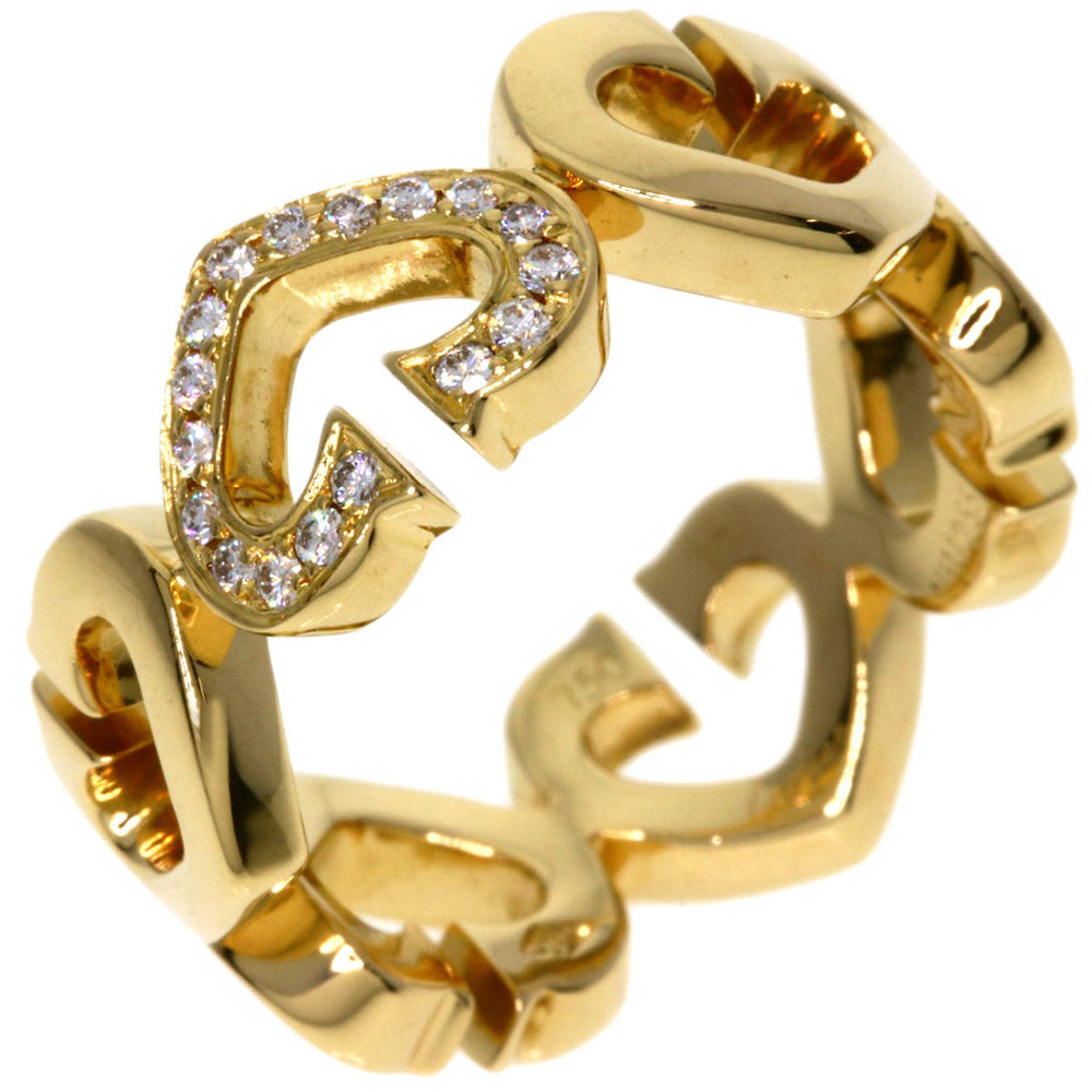 CARTIER Ring 18K Yellow Gold gold C Heart Diamond #47