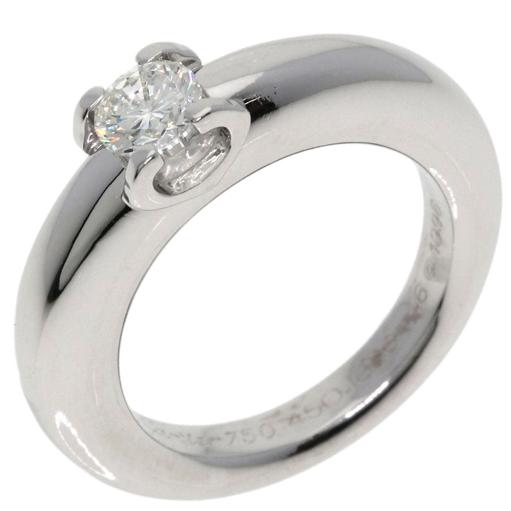 CARTIER Ring K18WG Silver C de Solitaire Diamond #46 Women Used Authentic