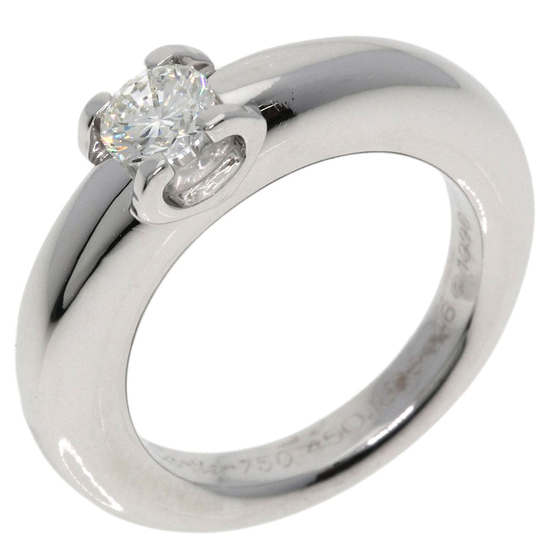 CARTIER Ring K18WG Silver C de Solitaire Diamond #46 Women Used Authentic