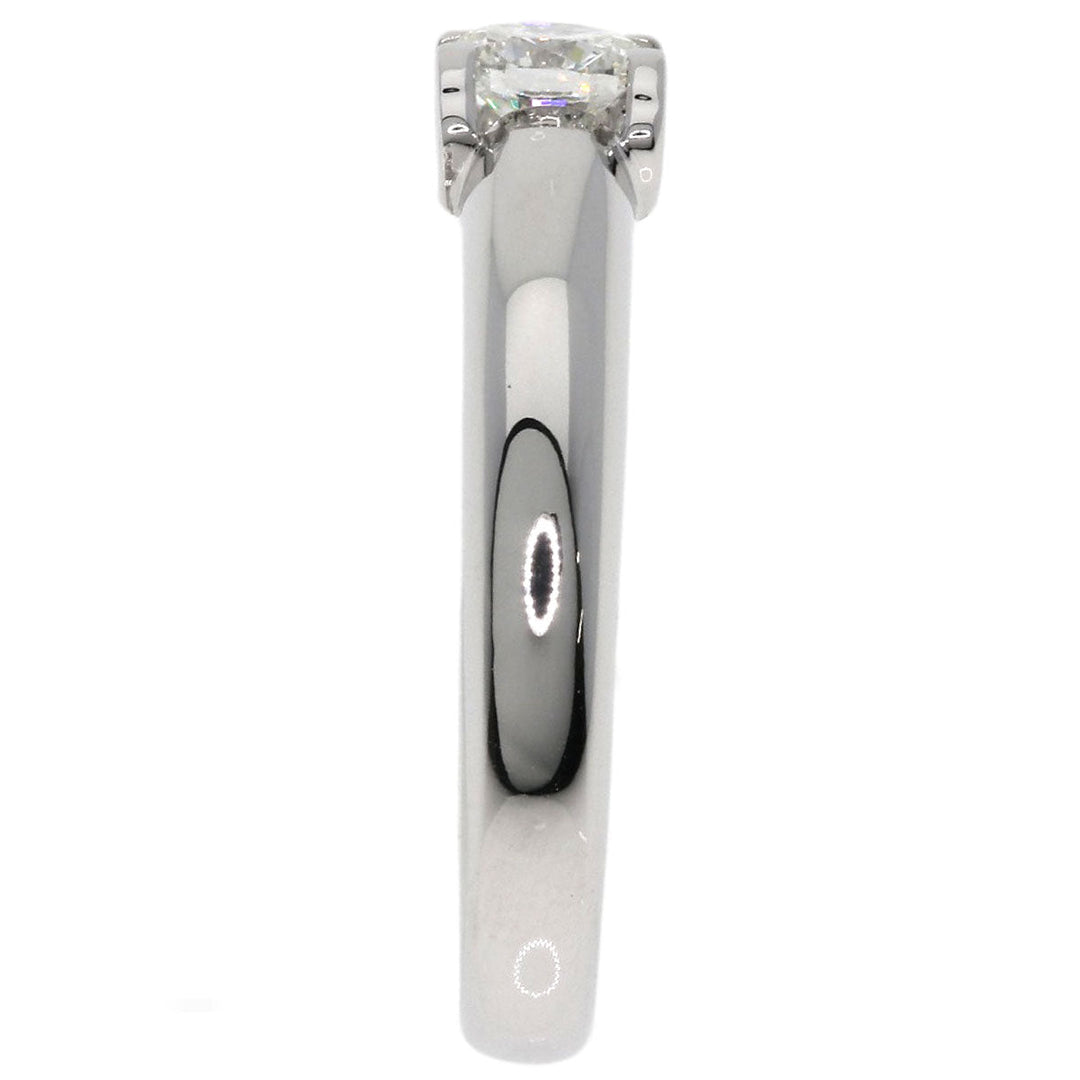 CARTIER Ring K18WG Silver C de Solitaire Diamond #46 Women Used Authentic