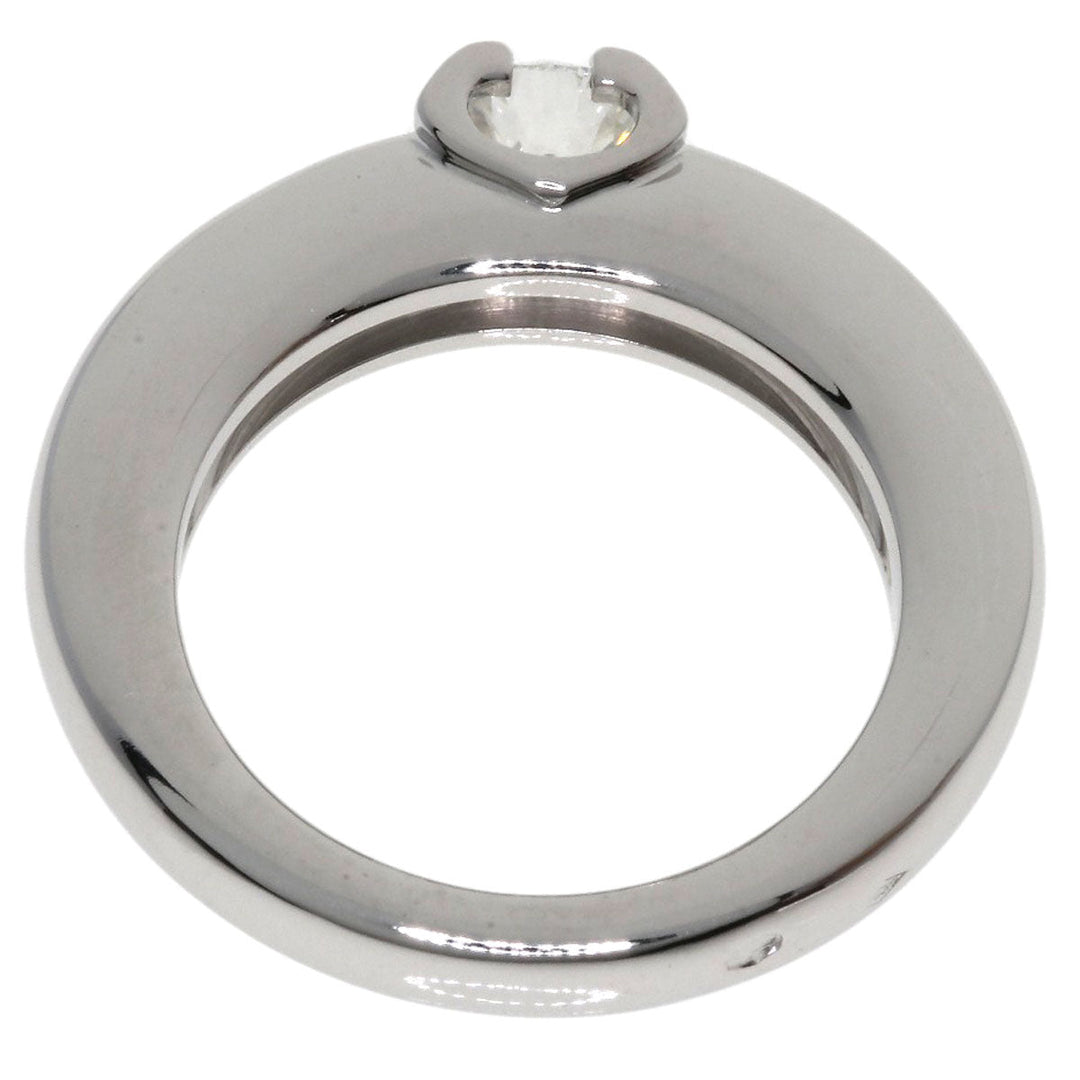 CARTIER Ring K18WG Silver C de Solitaire Diamond #46 Women Used Authentic