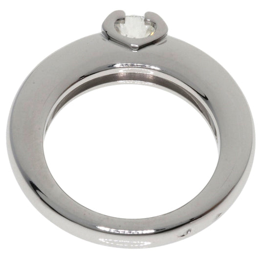 CARTIER Ring K18WG Silver C de Solitaire Diamond #46 Women Used Authentic