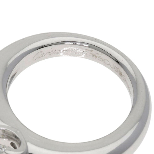 CARTIER Ring K18WG Silver C de Solitaire Diamond #46 Women Used Authentic