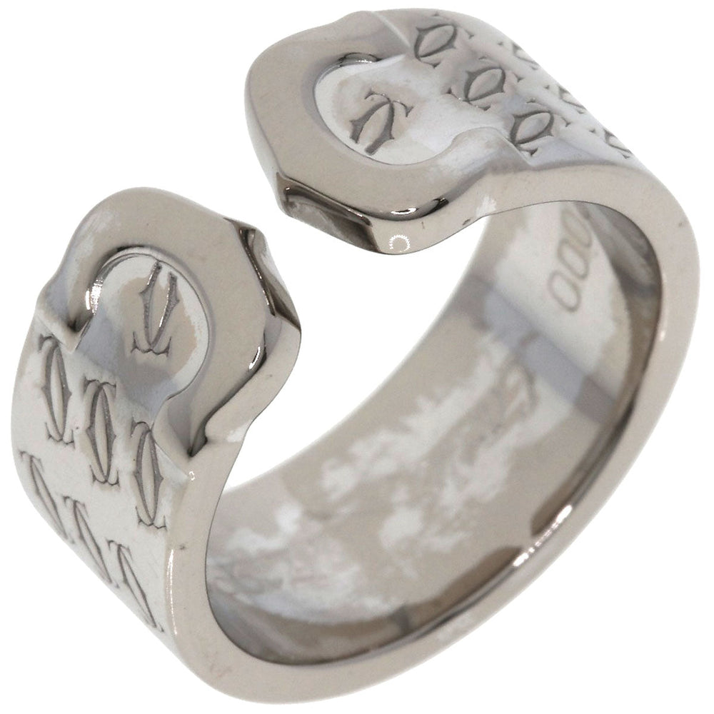 CARTIER Ring K18WG Silver 2C Ring 2000 Christmas Limited #50 Women Used Authentic