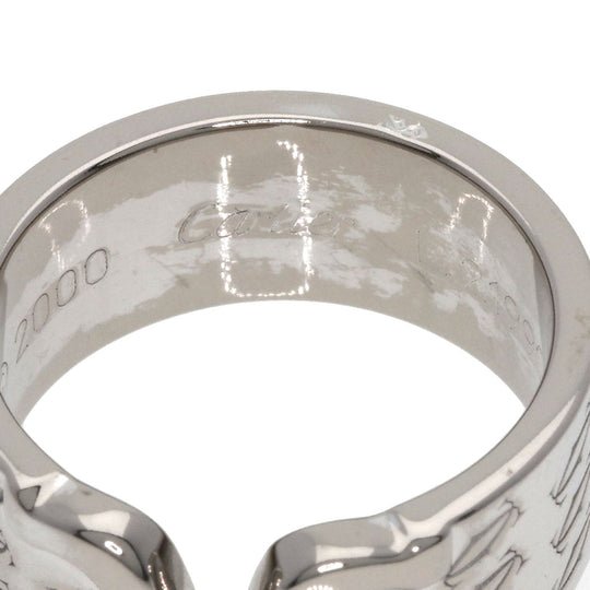 CARTIER Ring K18WG Silver 2C Ring 2000 Christmas Limited #50 Women Used Authentic