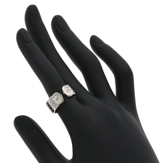 CARTIER Ring K18WG Silver 2C Ring 2000 Christmas Limited #50 Women Used Authentic